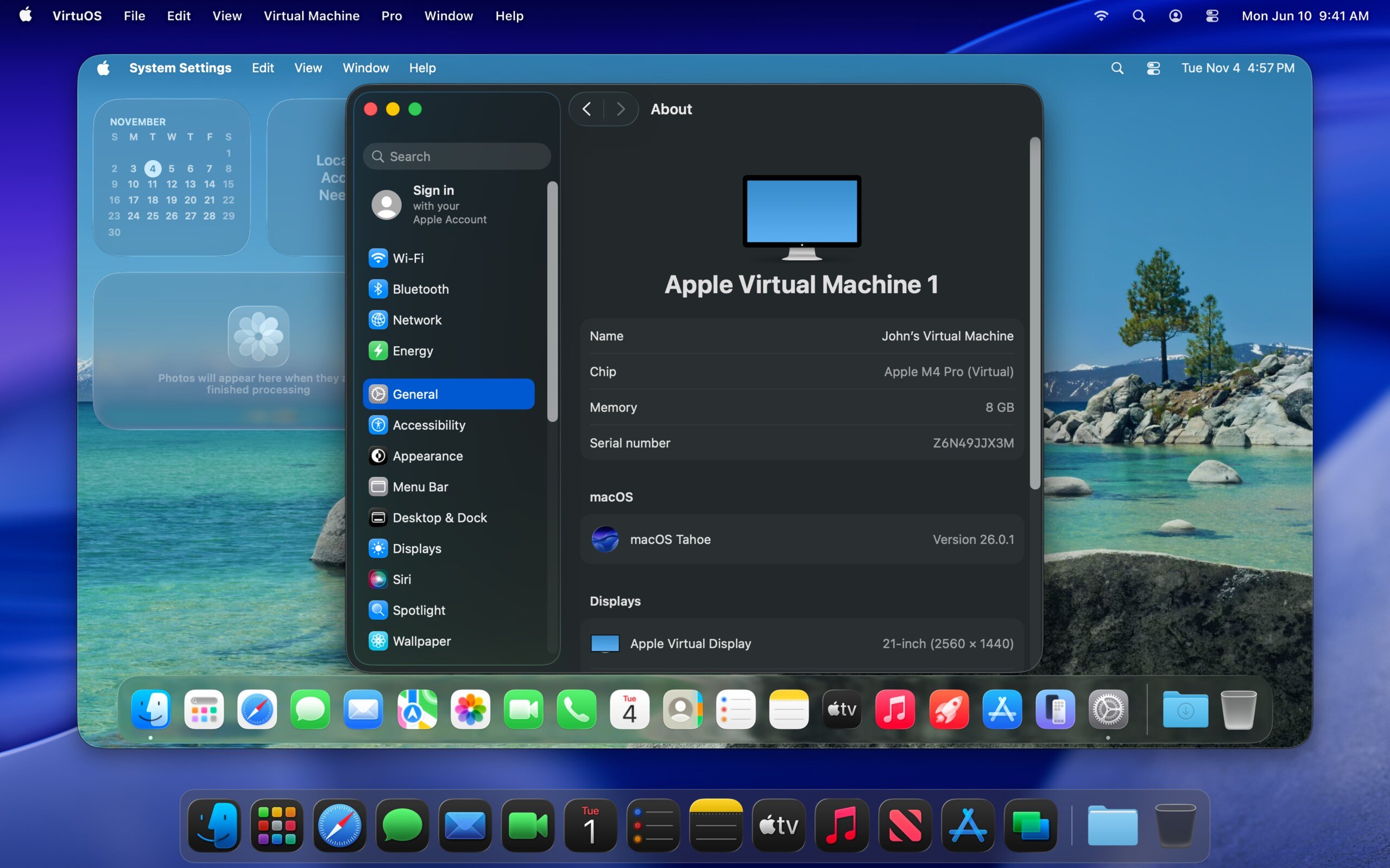 macOS Tahoe in a virtual machine