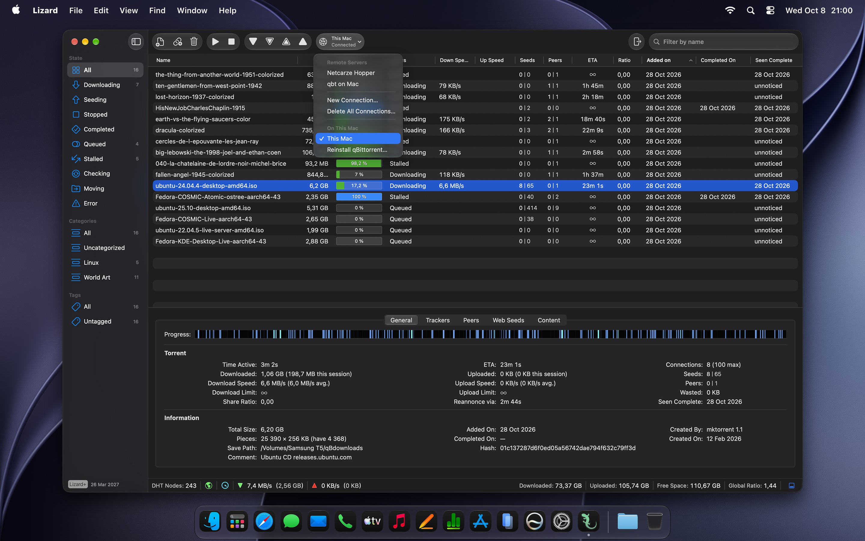 Lizard: qBittorrent on This Mac or on Your Server