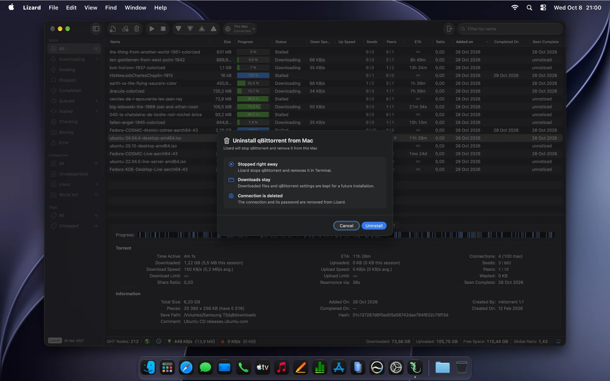 Uninstall qBittorrent from Mac: downloads stay, the connection is deleted